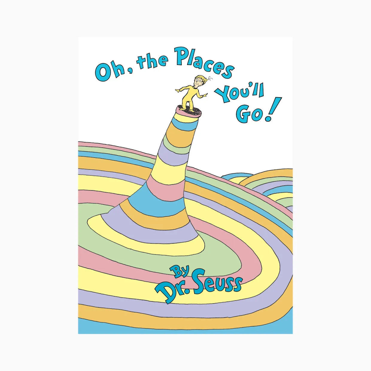 Hardcover book "Oh, the Places You'll Go!" by Dr. Seuss, featuring a colorful, whimsical illustration.